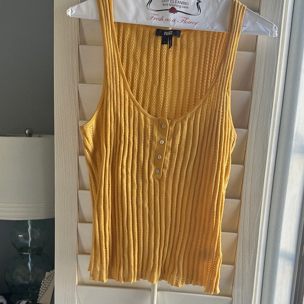 PAIGE  Gigi small Yellow Ribbed Tank Top with Buttons